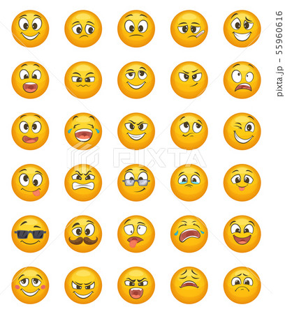 Emoticon set with different funny emotions. Vector character set 55960616