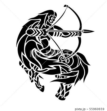 Tattoo Art With Black Centaur Archer Silhouetteのイラスト素材