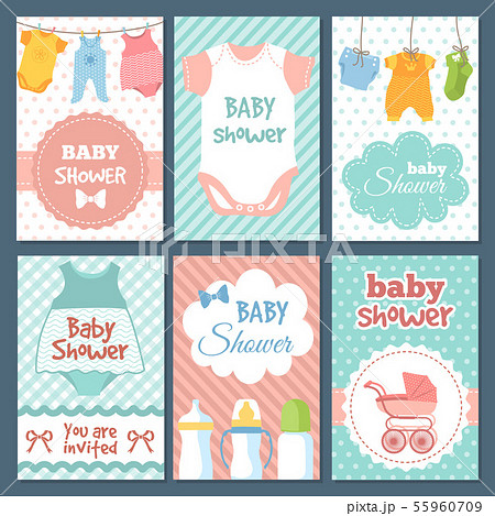 Labels or cards for baby shower package. Vector funny illustrations for kids 55960709