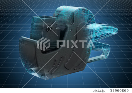 Visualization 3d cad model of price label gun 55960869
