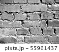 Black and white ruined brick wall photo background 55961437