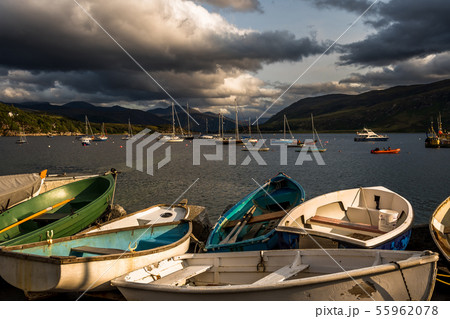 Old Rowing Boats At Loch Broom In Scotland Old Rowing Boats At Loch Broom In Scotland 55962078
