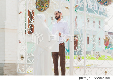 National wedding. Bride and groom. Wedding muslim couple during the marriage ceremony. Muslim 55962106