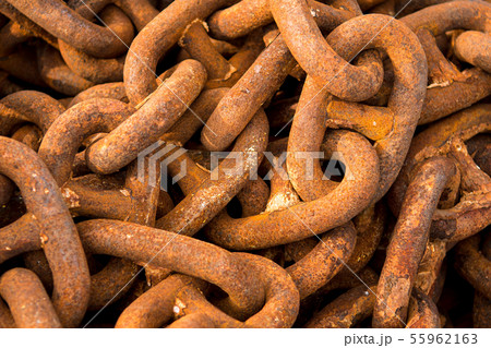 Detail Of Massive Rusty Chain In A Harbor 55962163