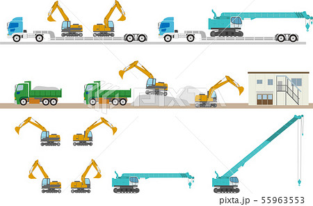 工事車両セットのイラスト素材