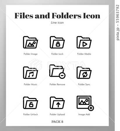 Files and folders icons Line pack 55963792