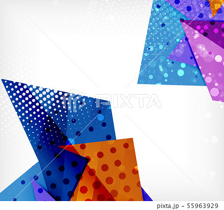 Modern origami card. Modern origami design element. Color geometric pattern. Abstract low-poly 55963929