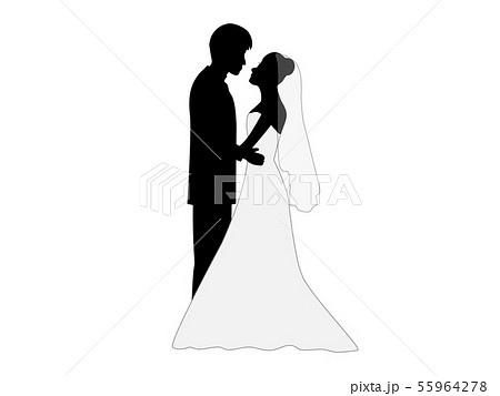 結婚式を挙げた幸せな家族のイラスト素材