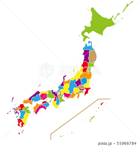 都道府県と日本地図のイラスト素材