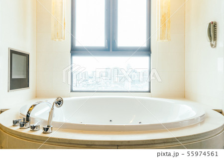 Beautiful luxury bathtub decoration in bathroom interior Beautiful luxury bathtub decoration in bathroom interior 55974561