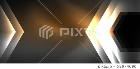 Neon color hexagon shapes, lines on black background. Modern template for web backdrop design Neon color hexagon shapes, lines on black background. Modern template for web backdrop design 55974690