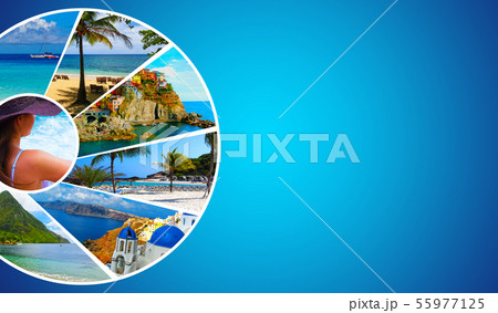 Collage from views of the Caribbean beaches Collage from views of the Caribbean beaches 55977125