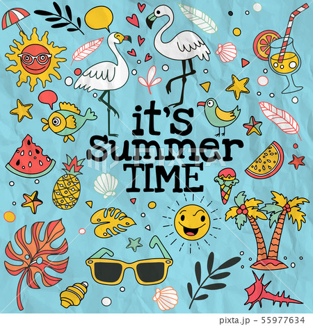Set of cute summer icons 55977634