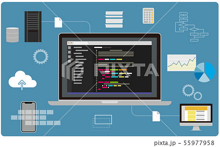 プログラミング Javascript プログラムのイラスト素材