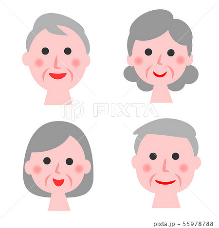 おじいさんとおばあさんの顔のイラスト素材