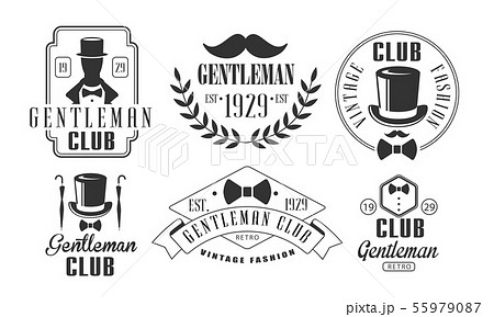 Gentleman Club Vintage Logo Templates Set, Retro Fashion Club Emblems Vector Illustration 55979087