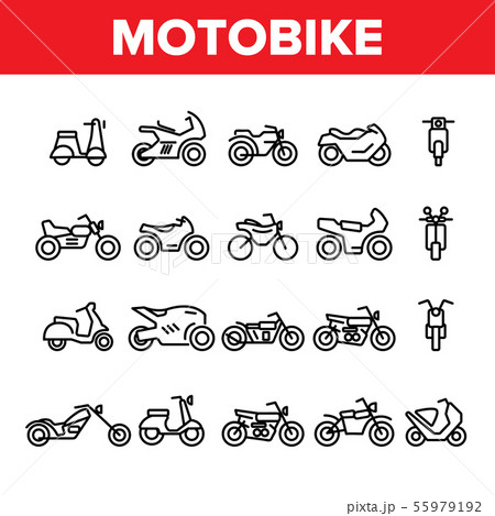 Collection Motorbike Thin Line Icons Set Vector Collection Motorbike Thin Line Icons Set Vector 55979192