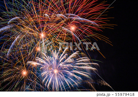 風景物語 日本の夏 花火 の写真素材