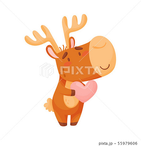 Cute love elk. Vector illustration on white background. 55979606
