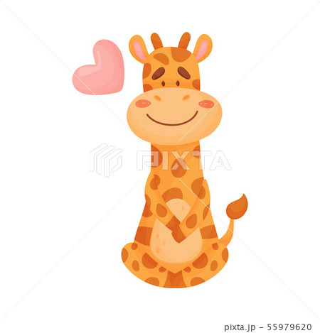 Cute giraffe in love. Vector illustration on white background. 55979620
