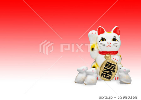 年賀状素材 ねずみ年 招き猫 年賀状素材 ねずみ年 招き猫 55980368