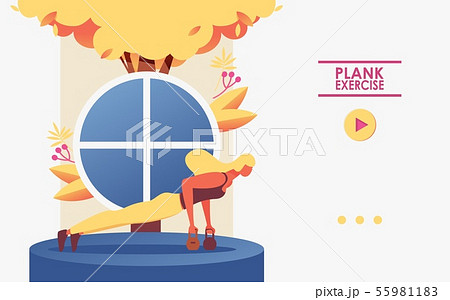 Woman doing plank position in yoga. Vector concept Woman doing plank position in yoga. Vector concept 55981183