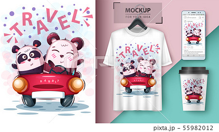 Cute bear and panda unicorn poster and merchandising 55982012