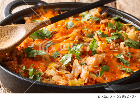Cabbage casserole with ground beef, onions and 55982707