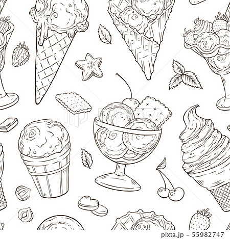 Ice Cream Seamless Patternのイラスト素材