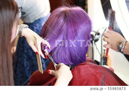 cutting on the violet hair 55983873