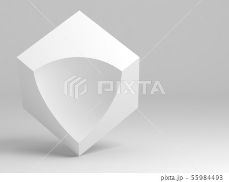 3d white cube with spherical cut sector 3d white cube with spherical cut sector 55984493