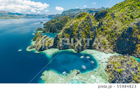 Panoramic landscape of Coron island in Philippinesの写真素材 [55984823] - PIXTA