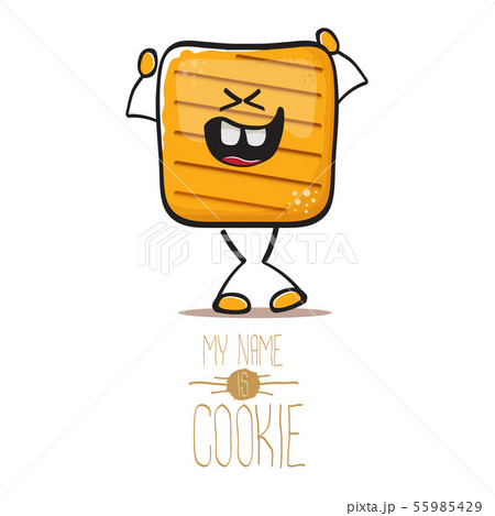 vector funny hand drawn square cracker homemade chip cookie character isolated on white background 55985429