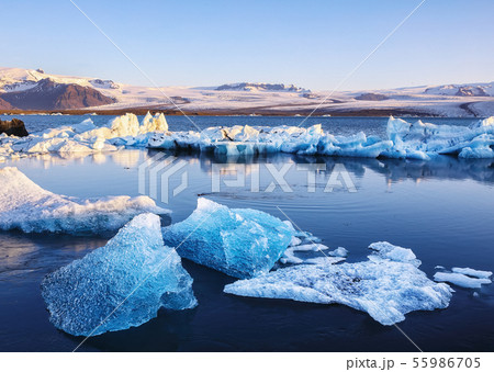 Beautifull landscape with floating icebergs in 55986705