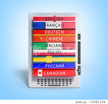 e-boock audio learning languages 3d render on e-boock audio learning languages 3d render on 55987148