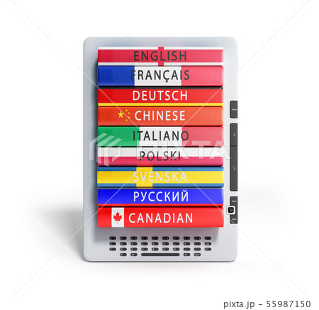 e-boock audio learning languages 3d render on e-boock audio learning languages 3d render on 55987150