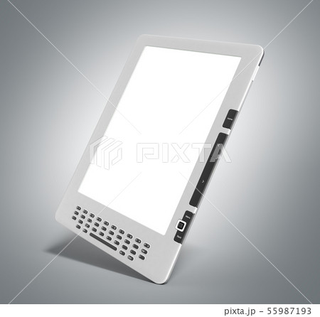 blank E-book reader 3d render image on on grey 55987193