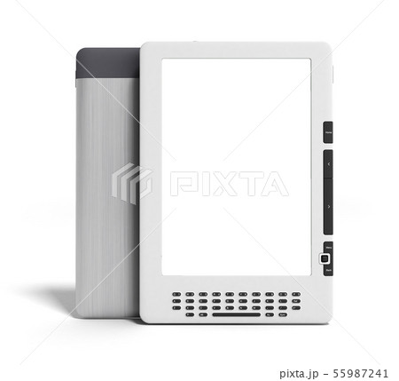 E Book Reader 3d Render Image On Whiteのイラスト素材