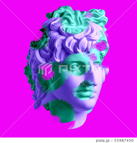 Modern conceptual art poster with ancient statue of bust of Venus. Collage of contemporary art. Modern conceptual art poster with ancient statue of bust of Venus. Collage of contemporary art. 55987450