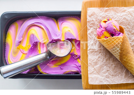 Bright modern summer dessert - neon ice cream 55989443