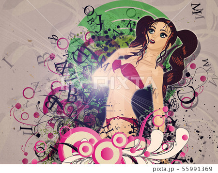 Red bikini girl on grunge background Red bikini girl on grunge background 55991369