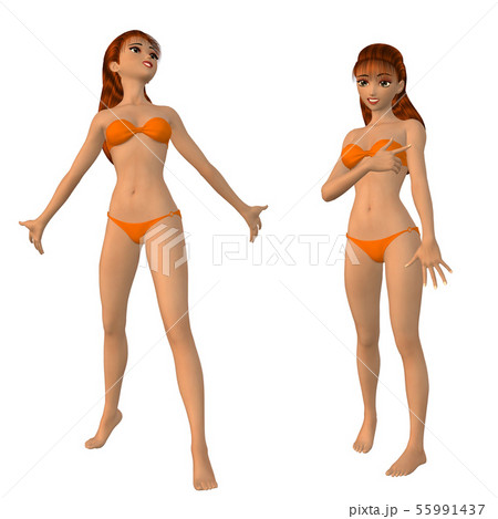 Cartoon girl in orange bikini 55991437
