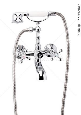 The wall mixer for the bathroom with two valves an 55992087