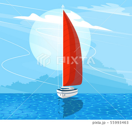 Sailing ship banner in cartoon style 55993463
