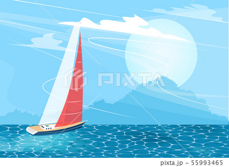 Sailing Ship Banner In Cartoon Styleのイラスト素材