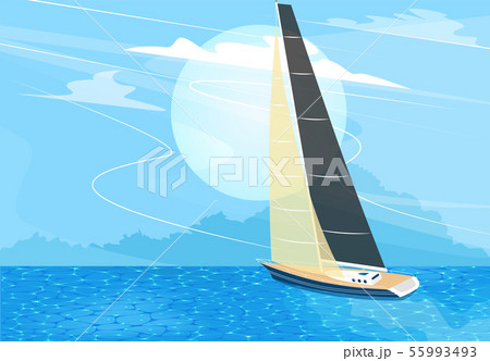 Sailing ship banner in cartoon style 55993493