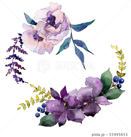 Bouquet floral botanical flowers. Watercolor background illustration set. Isolated bouquets Bouquet floral botanical flowers. Watercolor background illustration set. Isolated bouquets 55995653