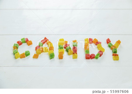 Word candy written with dried pineapples Word candy written with dried pineapples 55997606