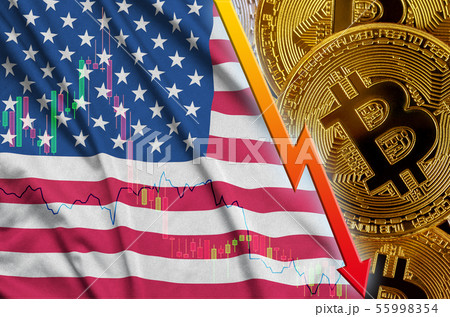 United States of America flag and cryptocurrency United States of America flag and cryptocurrency 55998354