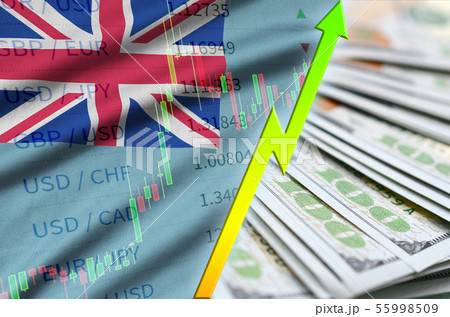 Fiji flag and chart growing US dollar position 55998509